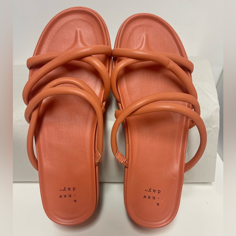 Orange Slide Sandals with Padded Straps